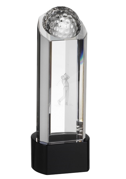 Golf Clear & Black Crystal Award 190mm.