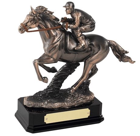 Copper Plated Horse & Jockey 190mm