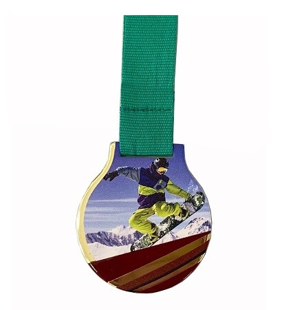 Medalj Snowboard 50mm inkl band.