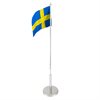 Flaggstång krom med svensk handsydd flagga. 50cm