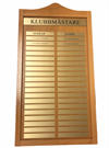 KM-tavla, Minnes-tavla, Sponsortavla, 106x55cm. Plats för 44 st vinnare, utförande i bok natur